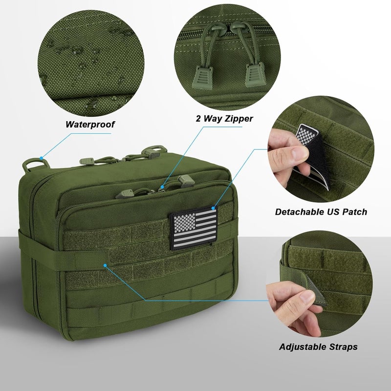 Jueachy Tactical Molle Pouch Large Admin Bag Utility Tool Pouches Molle Attachment EDC Pouches Expandable Molle Accessories Organizer Medical Pocket U.S.A Patch Included - Image 5